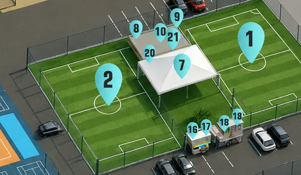 Canchas 1 y 2 junto a la terraza principal